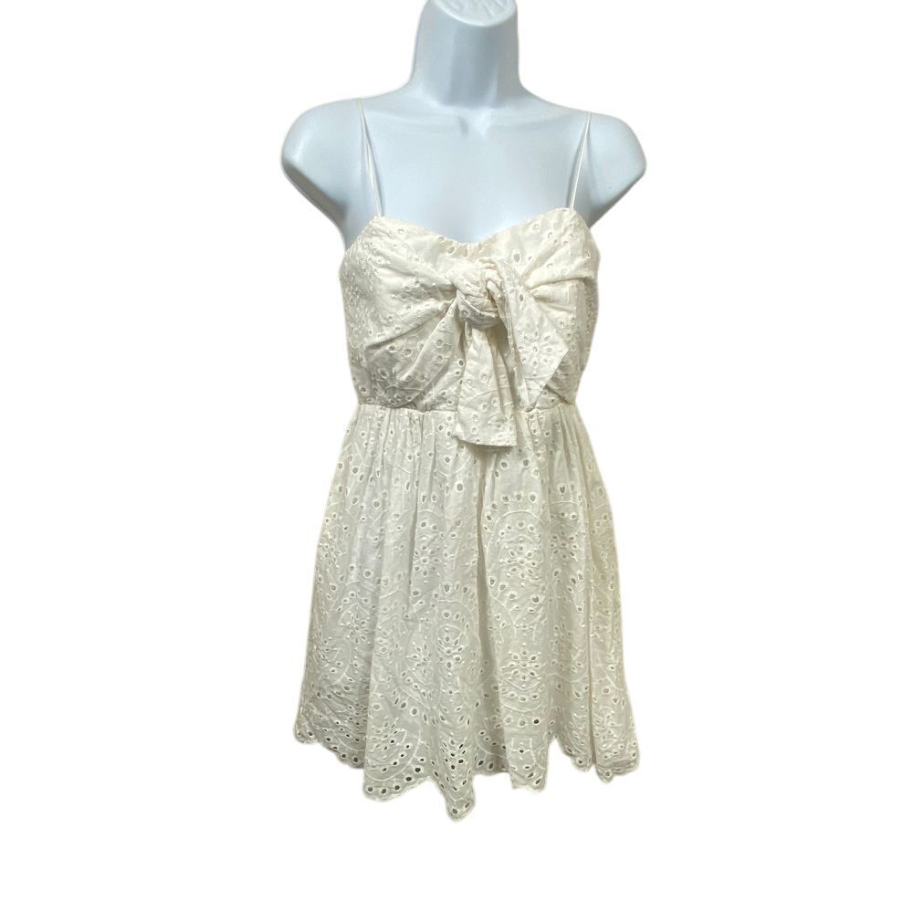 Mustard Seed‎ Womens Cottagecore Eyelet Mini Dress Size M Ivory Beach Boho NWT